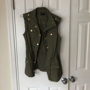 Celebrity Pink Army style vest with gold buttons